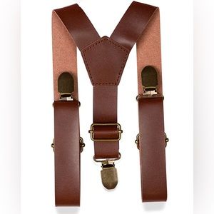 Brown PU Leather Boy Suspenders